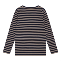 BIRKHOLM Stribet Rib Bluse Kashmir Brun & Navy Blå